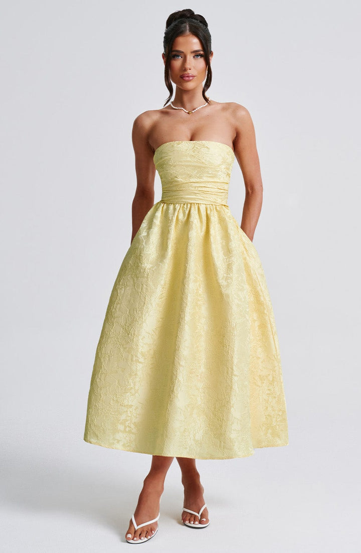 Saoirse Vestido Midi — Amarelo Limão