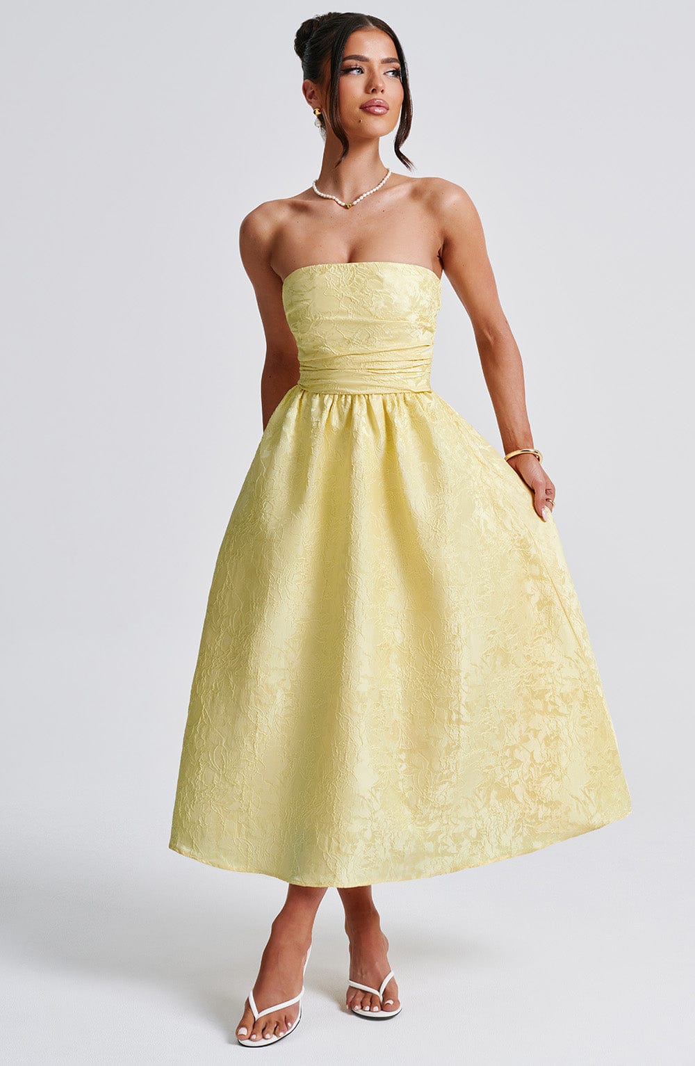 Saoirse Vestido Midi — Amarelo Limão