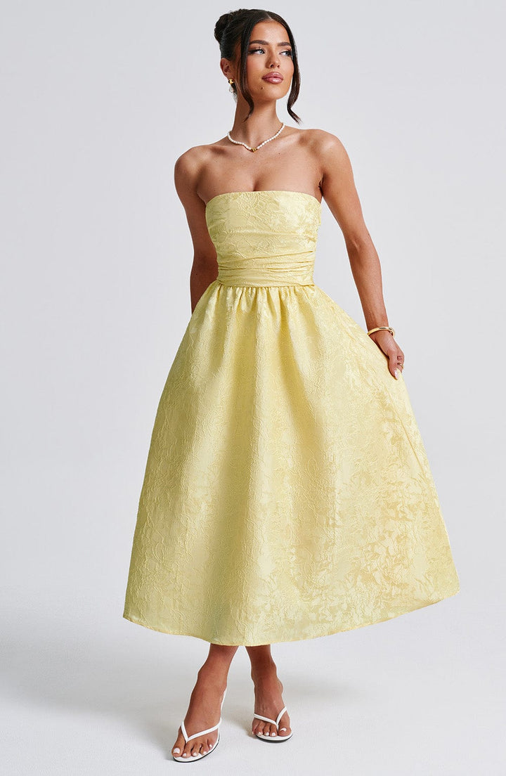 Saoirse Vestido Midi — Amarelo Limão