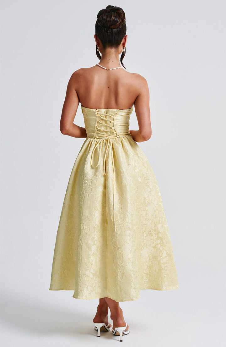 Saoirse Vestido Midi — Amarelo Limão