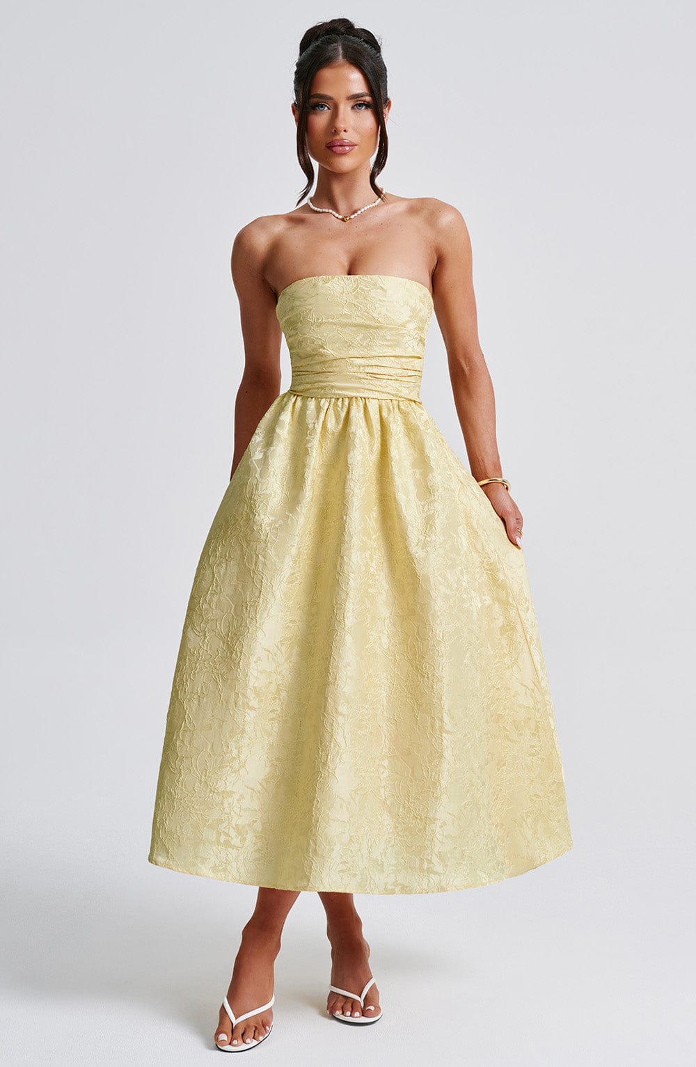 Saoirse Vestido Midi — Amarelo Limão