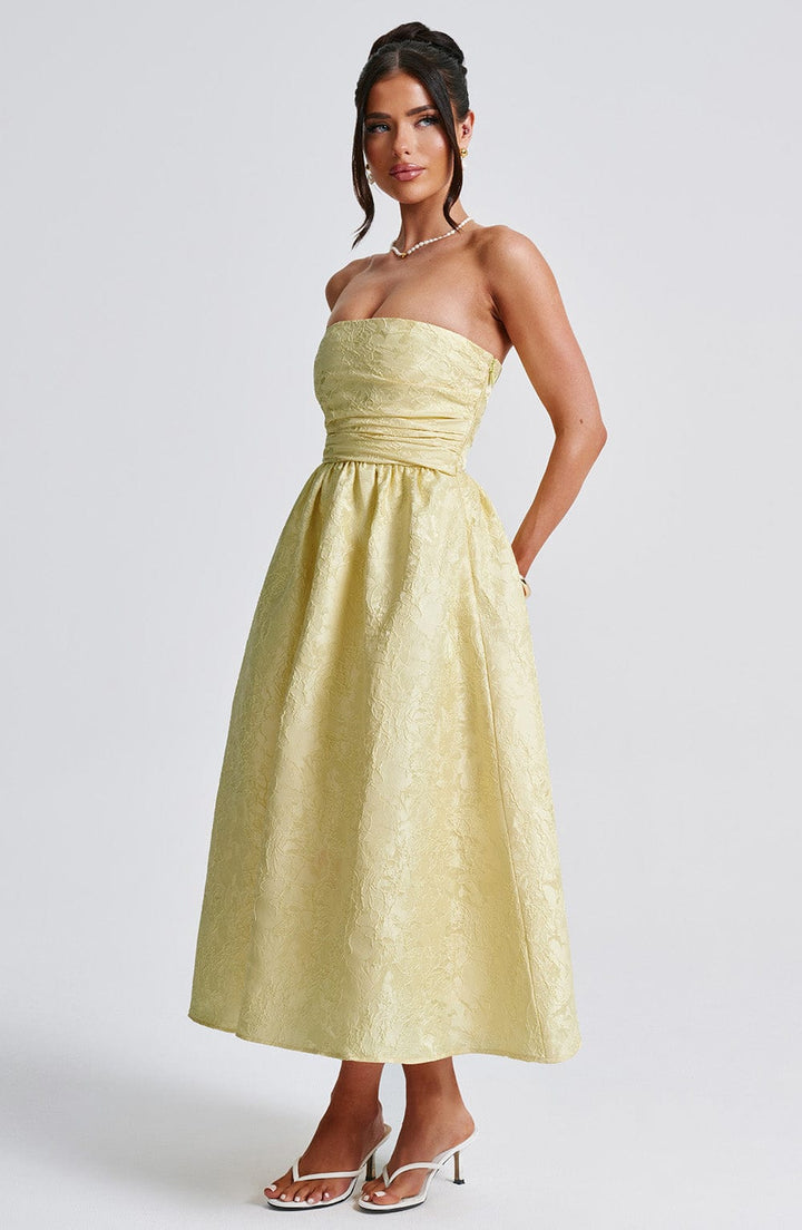 Saoirse Vestido Midi — Amarelo Limão