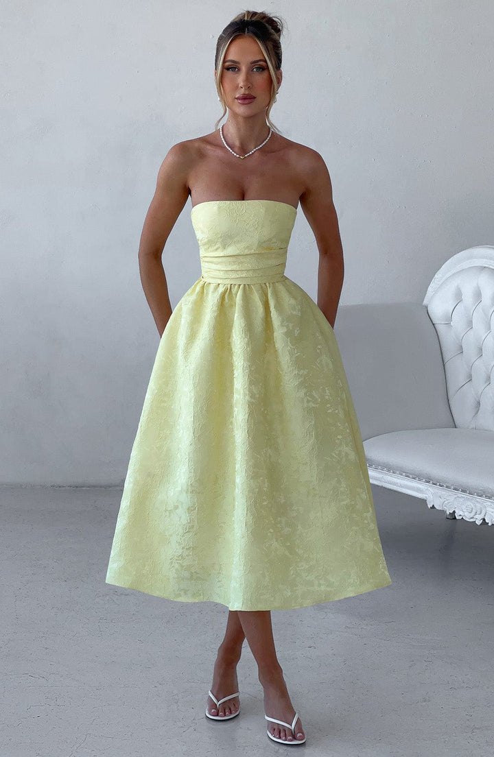 Saoirse Vestido Midi — Amarelo Limão