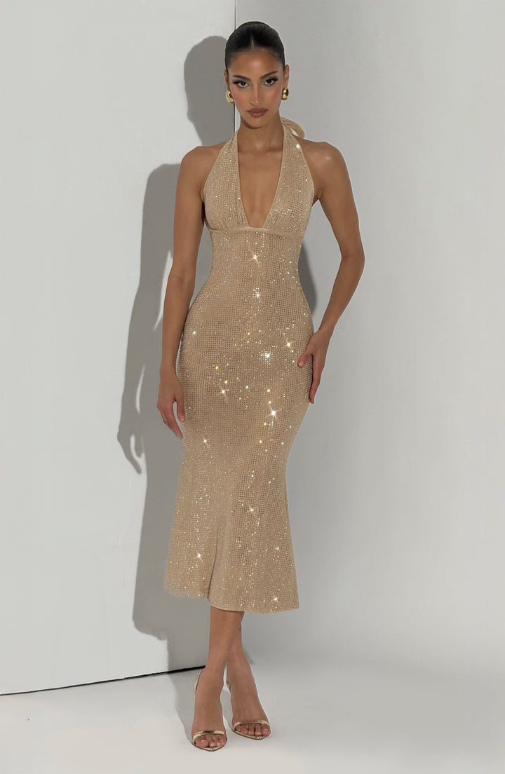 Sonora Vestido Midi — Dourado