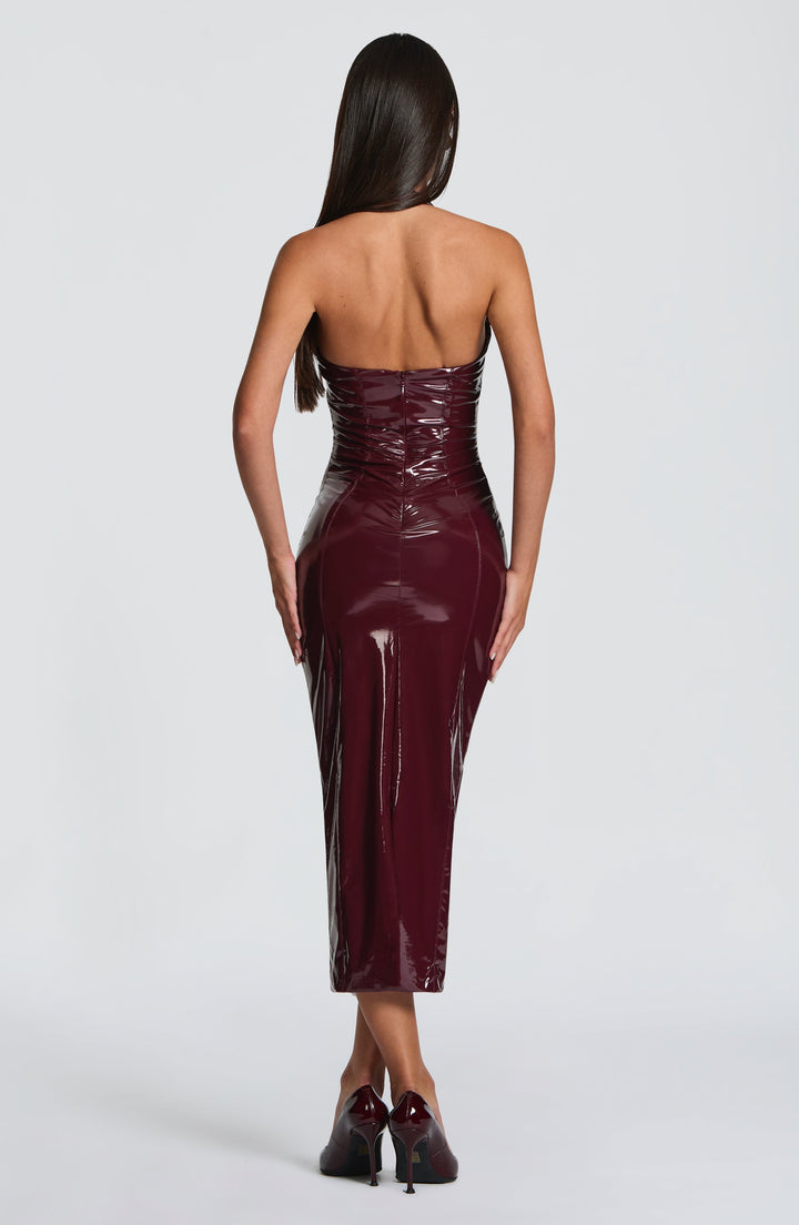 Violette Vestido Midi — Vermelho Cereja Lacado