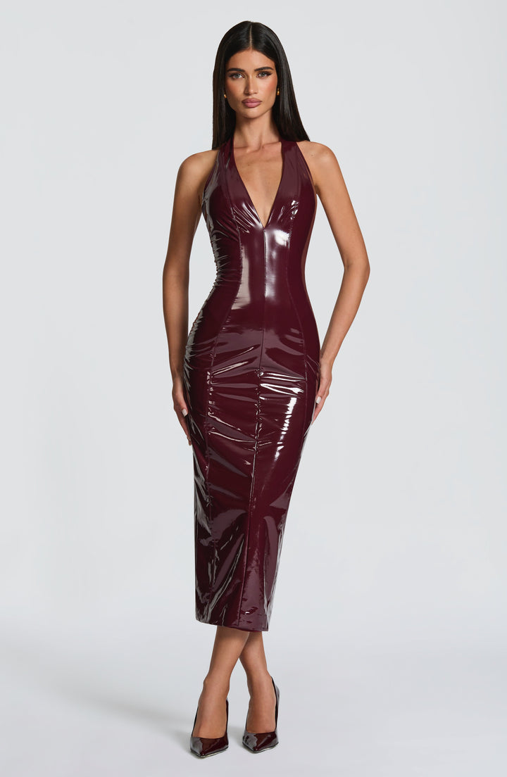 Violette Vestido Midi — Vermelho Cereja Lacado