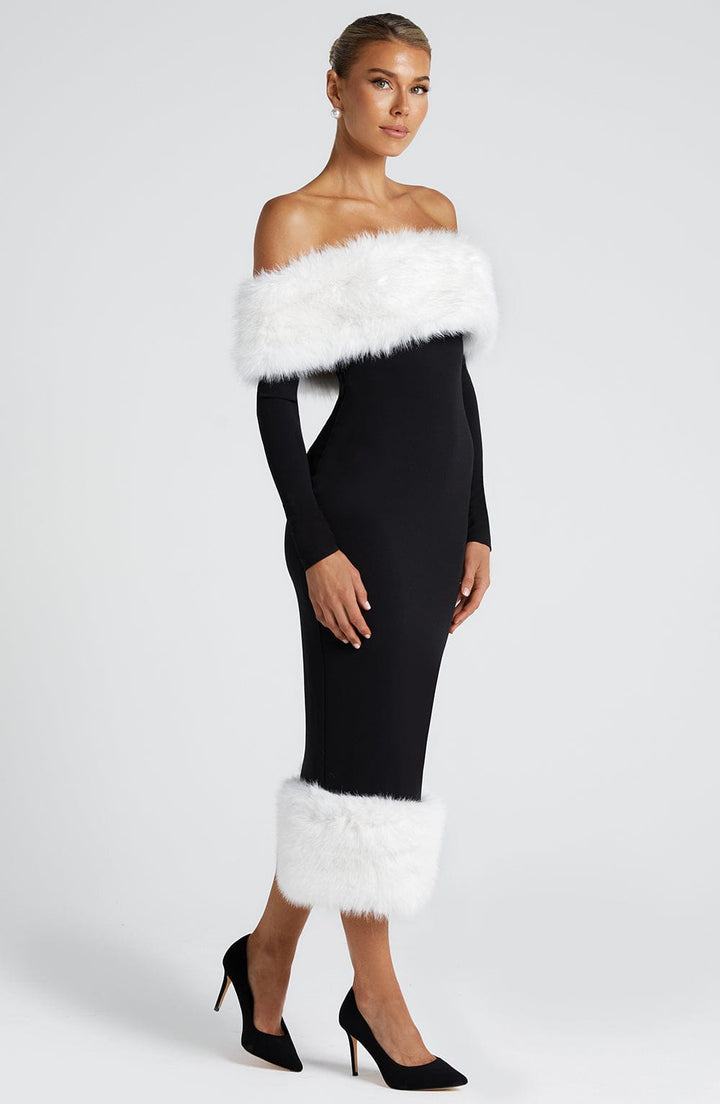 Vittoria Vestido Midi — Preto/Branco