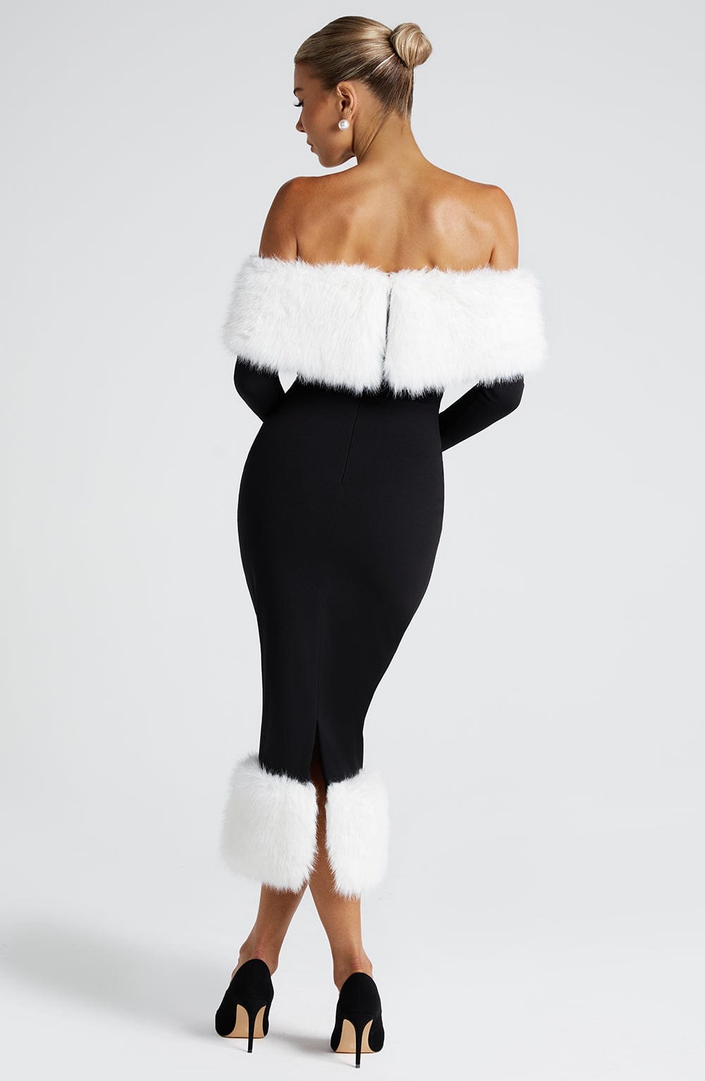 Vittoria Vestido Midi — Preto/Branco