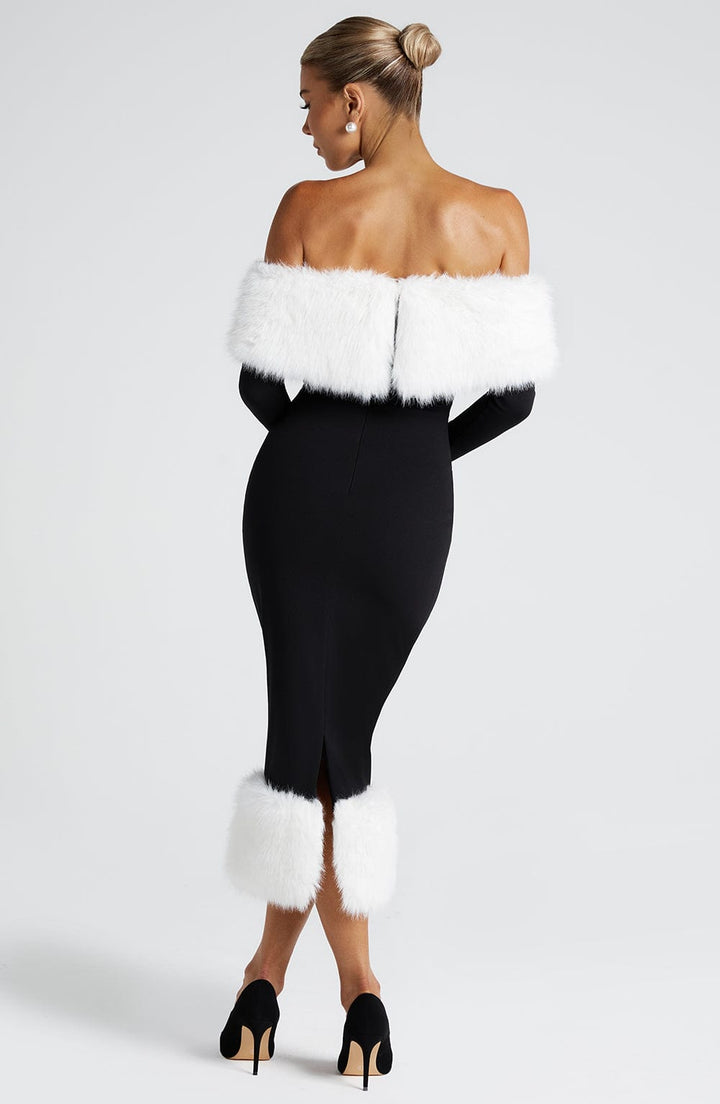 Vittoria Vestido Midi — Preto/Branco