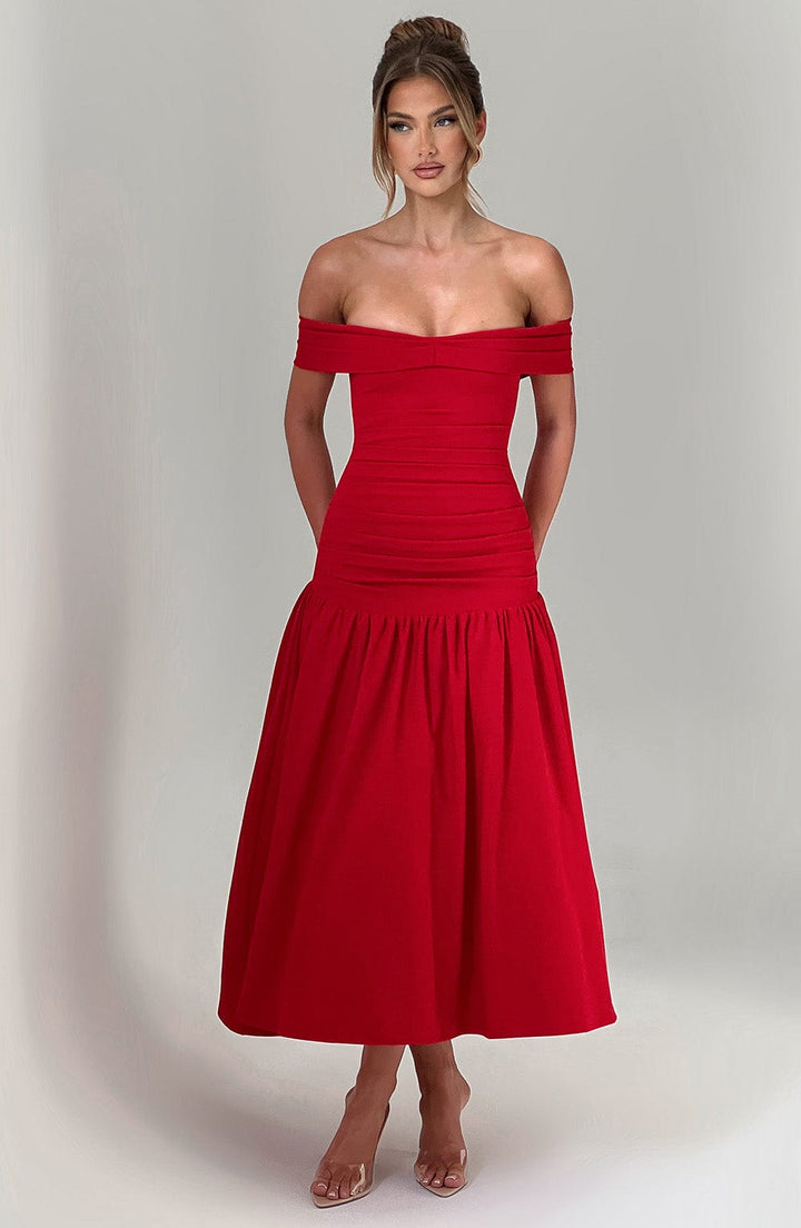 Wilhelmina Midaxi Dress — Vermelho