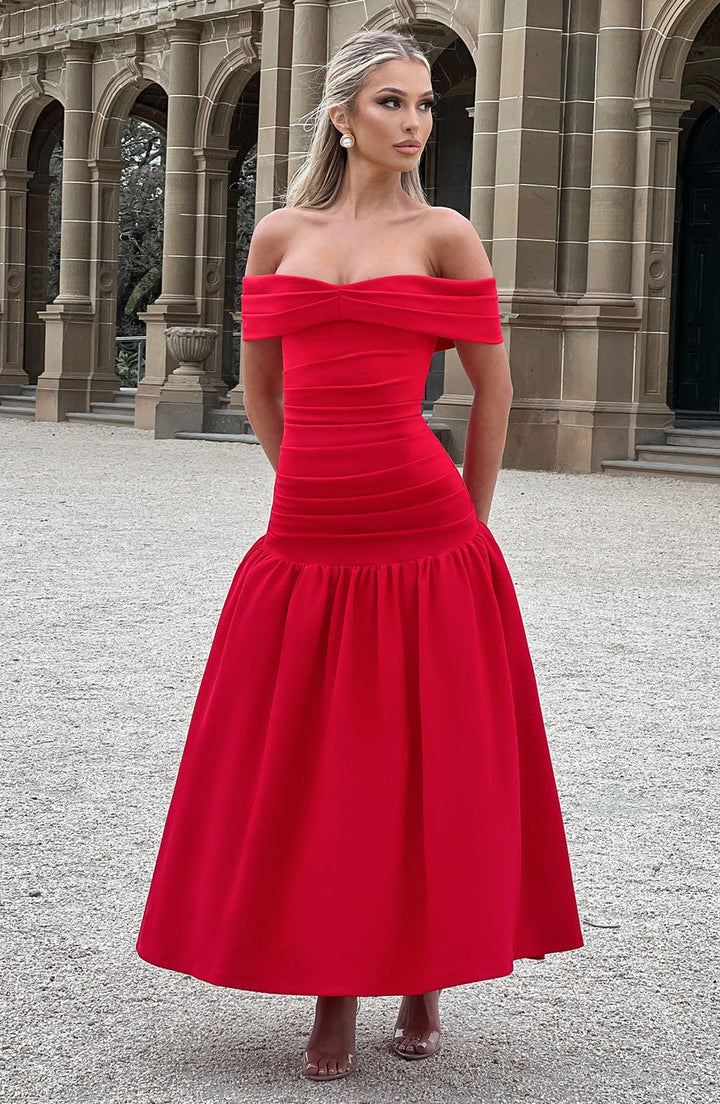 Wilhelmina Midaxi Dress — Vermelho